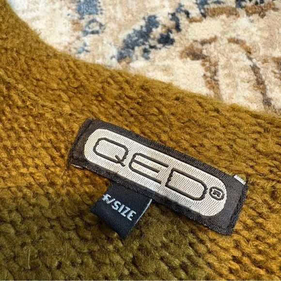 QED London Knit Oversized Fringe Western Quiet Luxury Sweater Pullover Green OS - Picture 4 of 7